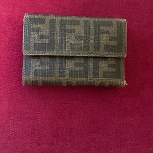 Fendi Brown Logo Wallet with Purple Interior